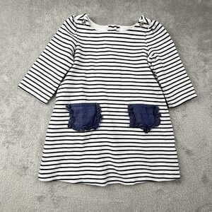 Janie and Jack Shift Dress Girl 4 Resort Coastal L/S Navy & White Striped Preppy